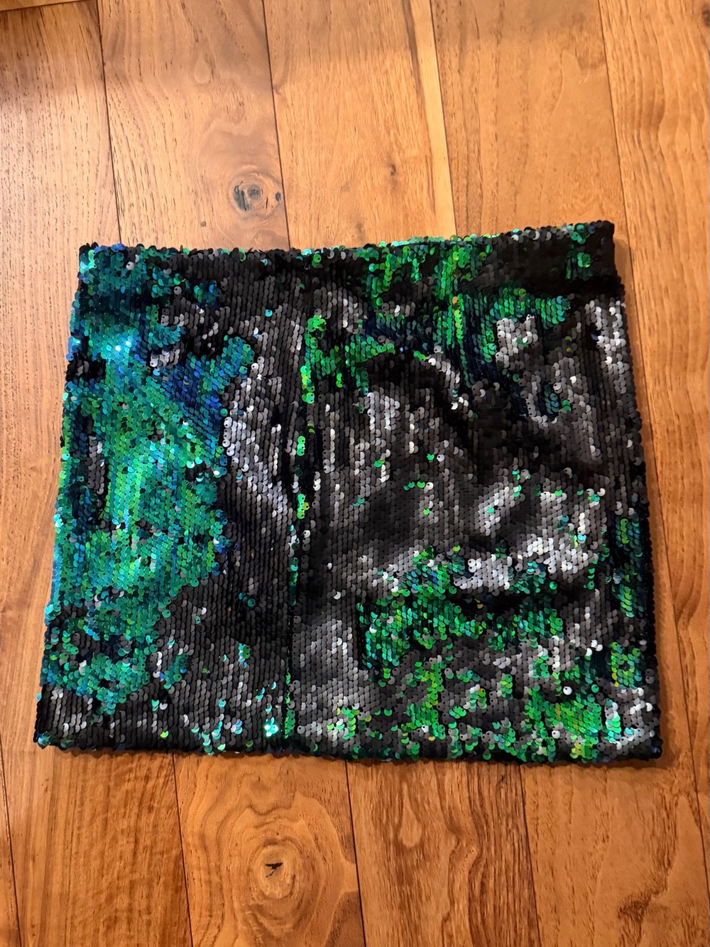 Guess Reversible Sequin Mini Skirt in Green & Black